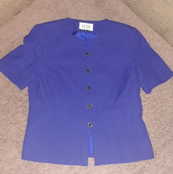 Le Suit (Size 10P) Blue (Vintage Style) Short Sleeve Blazer - Picture 1 of 7